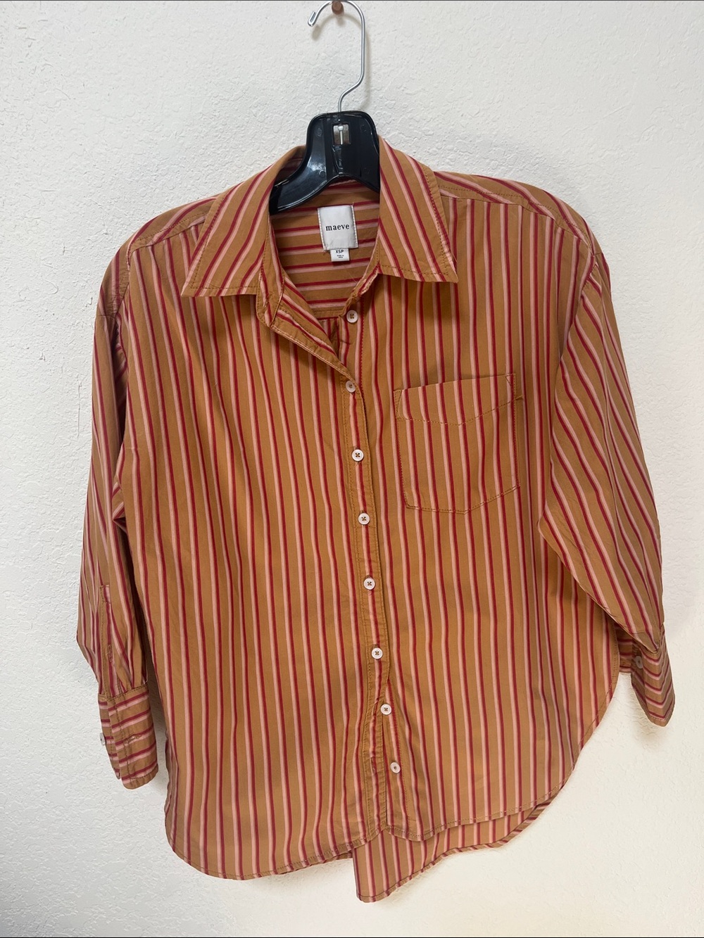 Maeve Button-Up Stripe Shirt